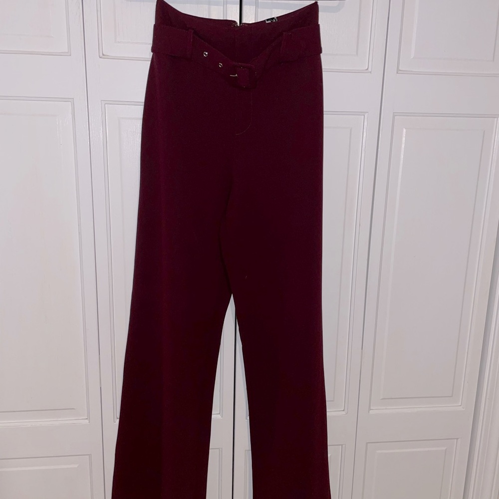 Wide-leg Plum Dress Pants